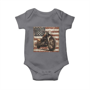 American Flag Motorcycle Baby Onesie Vintage Retro Biker USA 4th of July TS10 Charcoal Print Your Wear