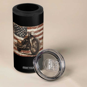 American Flag Motorcycle 4 in 1 Can Cooler Tumbler Vintage Retro Biker USA 4th of July TS10 Print Your Wear