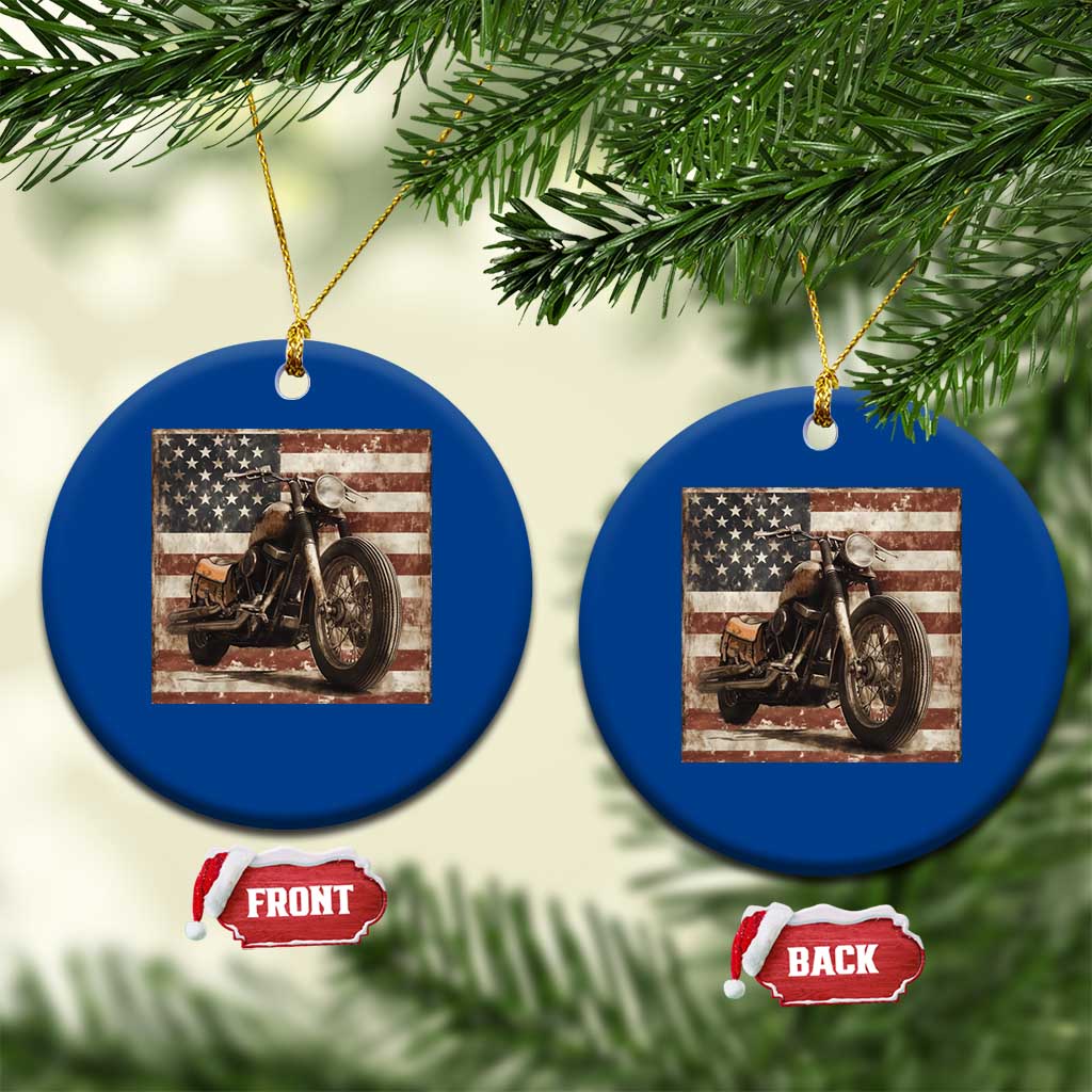 American Flag Motorcycle Ceramic Ornament Vintage Retro Biker USA 4th of July TS10 1pc Blue Print Your Wear