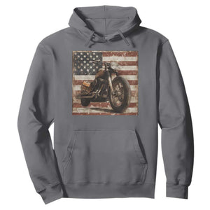 American Flag Motorcycle Hoodie Vintage Retro Biker USA 4th of July TS10 Charcoal Print Your Wear