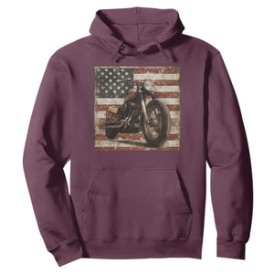 American Flag Motorcycle Hoodie Vintage Retro Biker USA 4th of July TS10 Maroon Print Your Wear