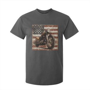 American Flag Motorcycle T Shirt For Kid Vintage Retro Biker USA 4th of July TS10 Dark Heather Print Your Wear