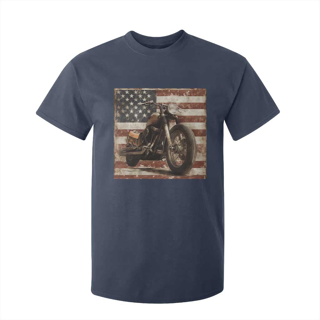 American Flag Motorcycle T Shirt For Kid Vintage Retro Biker USA 4th of July TS10 Navy Print Your Wear