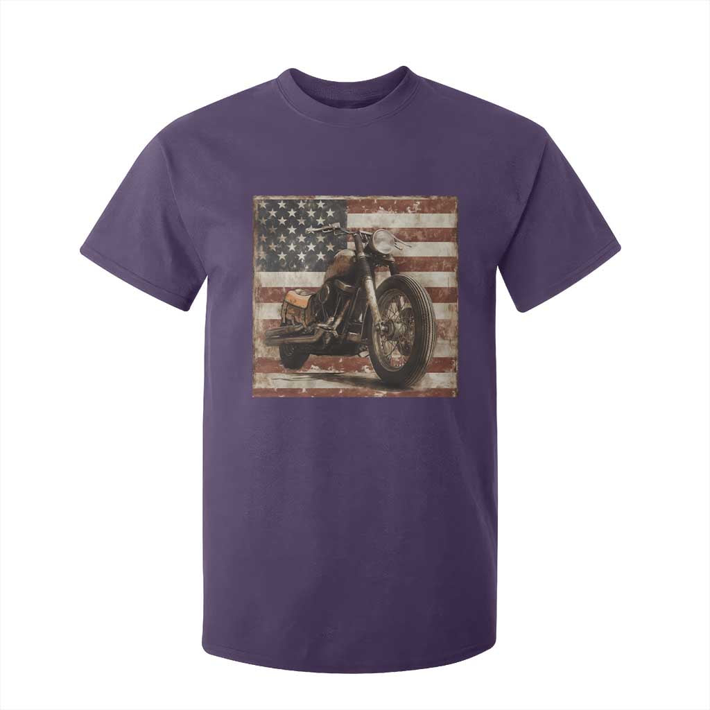 American Flag Motorcycle T Shirt For Kid Vintage Retro Biker USA 4th of July TS10 Purple Print Your Wear
