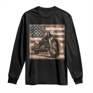 American Flag Motorcycle Long Sleeve Shirt Vintage Retro Biker USA 4th of July TS10 Black Print Your Wear