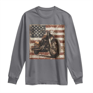American Flag Motorcycle Long Sleeve Shirt Vintage Retro Biker USA 4th of July TS10 Charcoal Print Your Wear