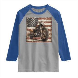 American Flag Motorcycle Raglan Shirt Vintage Retro Biker USA 4th of July TS10 Sport Gray Royal Print Your Wear