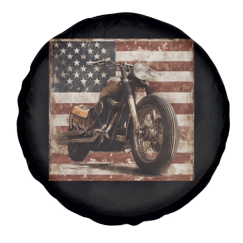 American Flag Motorcycle Spare Tire Cover Vintage Retro Biker USA 4th of July TS10 Print Your Wear