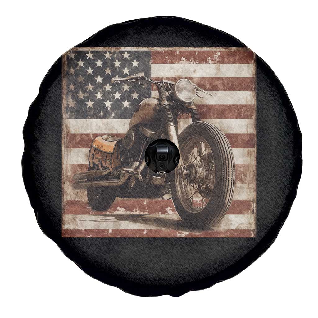 American Flag Motorcycle Spare Tire Cover Vintage Retro Biker USA 4th of July TS10 Print Your Wear