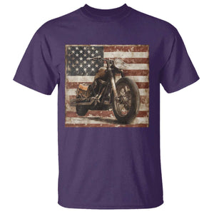 American Flag Motorcycle T Shirt Vintage Retro Biker USA 4th of July TS10 Purple Print Your Wear