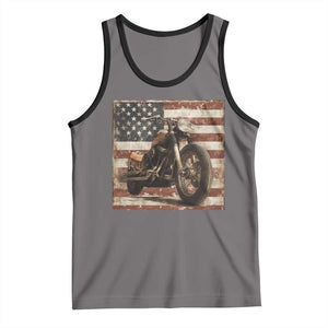 American Flag Motorcycle Tank Top Vintage Retro Biker USA 4th of July TS10 Deep Heather Black Print Your Wear
