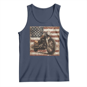 American Flag Motorcycle Tank Top Vintage Retro Biker USA 4th of July TS10 Navy Print Your Wear