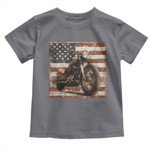 American Flag Motorcycle Toddler T Shirt Vintage Retro Biker USA 4th of July TS10 Charcoal Print Your Wear