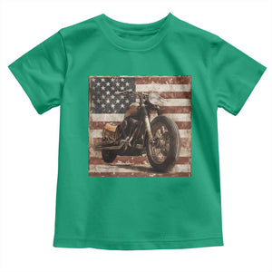 American Flag Motorcycle Toddler T Shirt Vintage Retro Biker USA 4th of July TS10 Irish Green Print Your Wear