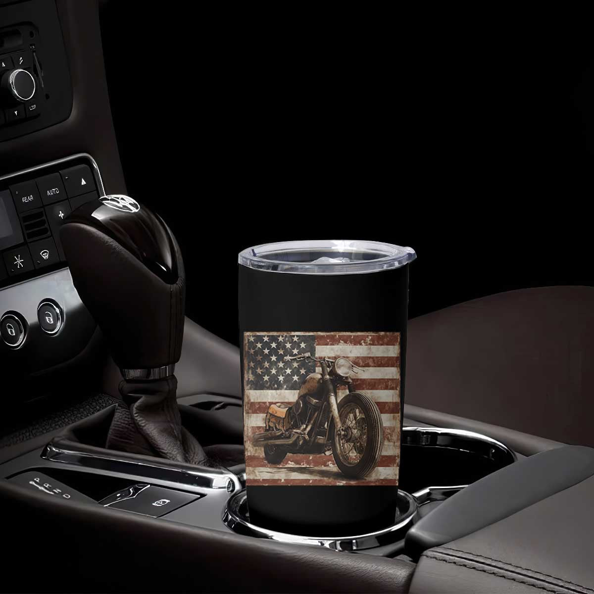 American Flag Motorcycle Tumbler Cup Vintage Retro Biker USA 4th of July TS10 Print Your Wear