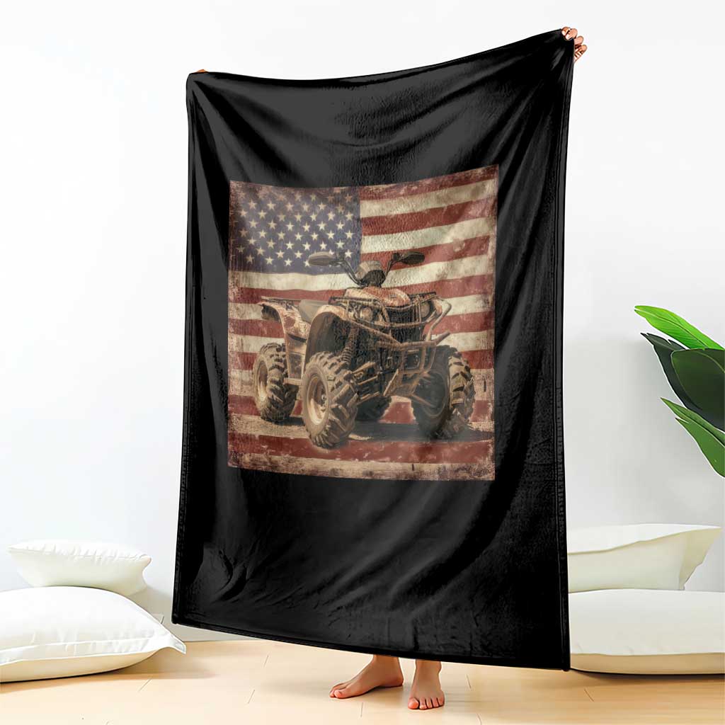 American Flag Quad 4 Wheeler Throw Blanket Vintage Retro Cool ATV Quadrider Off Road Clothing TS10 Print Your Wear