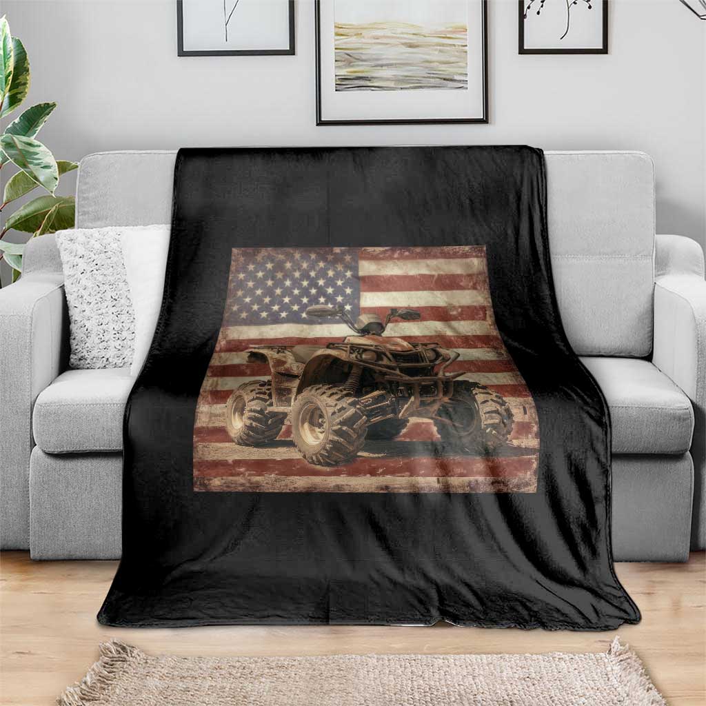 American Flag Quad 4 Wheeler Throw Blanket Vintage Retro Cool ATV Quadrider Off Road Clothing TS10 Print Your Wear