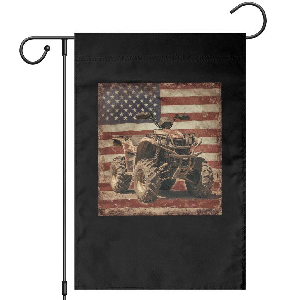 American Flag Quad 4 Wheeler Garden Flag Vintage Retro Cool ATV Quadrider Off Road Clothing TS10 Black Print Your Wear