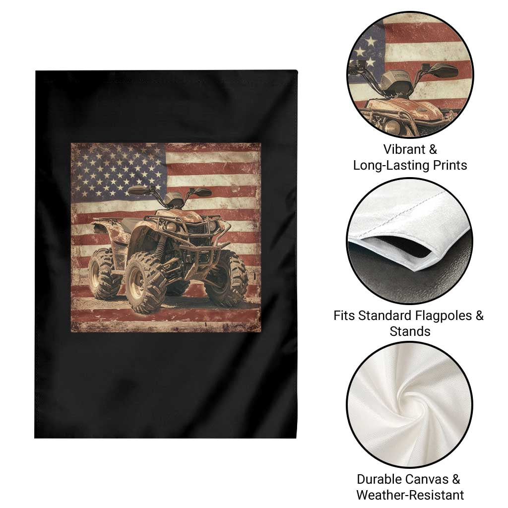 American Flag Quad 4 Wheeler Garden Flag Vintage Retro Cool ATV Quadrider Off Road Clothing TS10 Print Your Wear