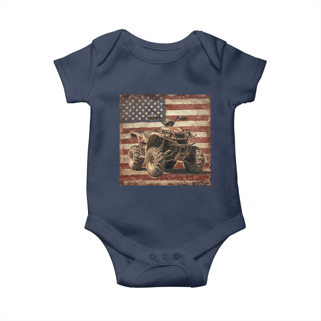 American Flag Quad 4 Wheeler Baby Onesie Vintage Retro Cool ATV Quadrider Off Road Clothing TS10 Navy Print Your Wear