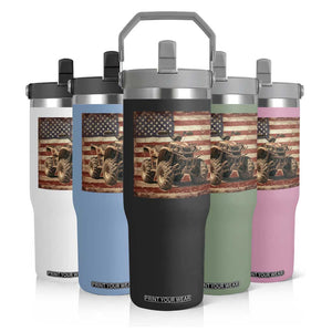 American Flag Quad 4 Wheeler Flip Straw Tumbler Vintage Retro Cool ATV Quadrider Off Road Clothing TS10 Print Your Wear