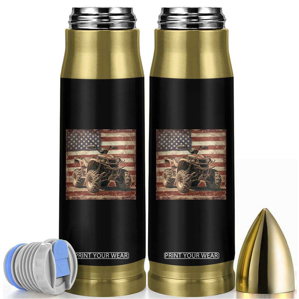 American Flag Quad 4 Wheeler Bullet Tumbler Vintage Retro Cool ATV Quadrider Off Road Clothing TS10 Black Print Your Wear