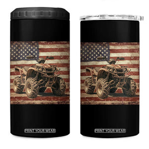 American Flag Quad 4 Wheeler 4 in 1 Can Cooler Tumbler Vintage Retro Cool ATV Quadrider Off Road Clothing TS10 One Size: 16 oz Black Print Your Wear