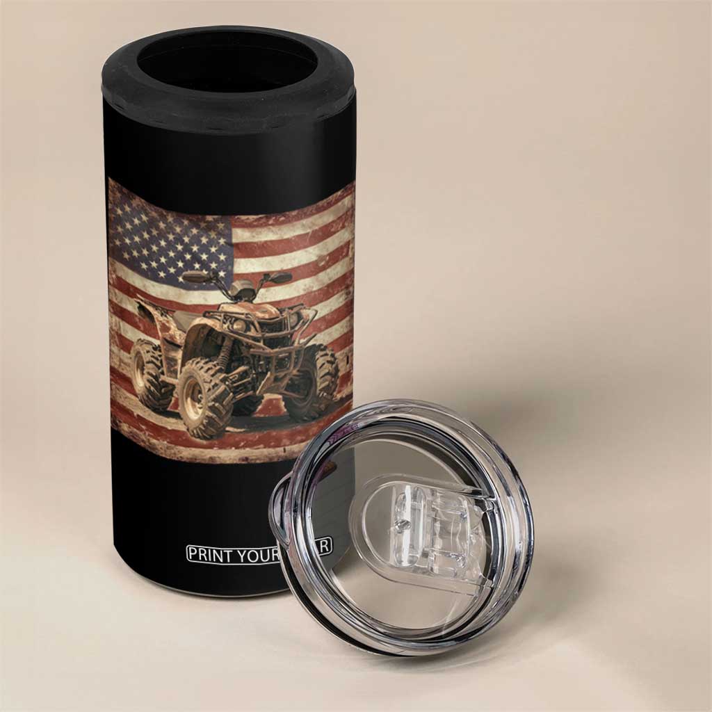 American Flag Quad 4 Wheeler 4 in 1 Can Cooler Tumbler Vintage Retro Cool ATV Quadrider Off Road Clothing TS10 Print Your Wear