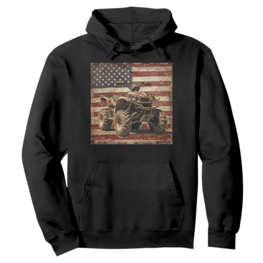 American Flag Quad 4 Wheeler Hoodie Vintage Retro Cool ATV Quadrider Off Road Clothing TS10 Black Print Your Wear