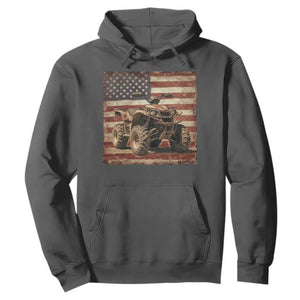 American Flag Quad 4 Wheeler Hoodie Vintage Retro Cool ATV Quadrider Off Road Clothing TS10 Dark Heather Print Your Wear