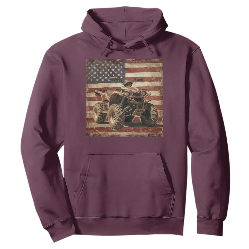American Flag Quad 4 Wheeler Hoodie Vintage Retro Cool ATV Quadrider Off Road Clothing TS10 Maroon Print Your Wear