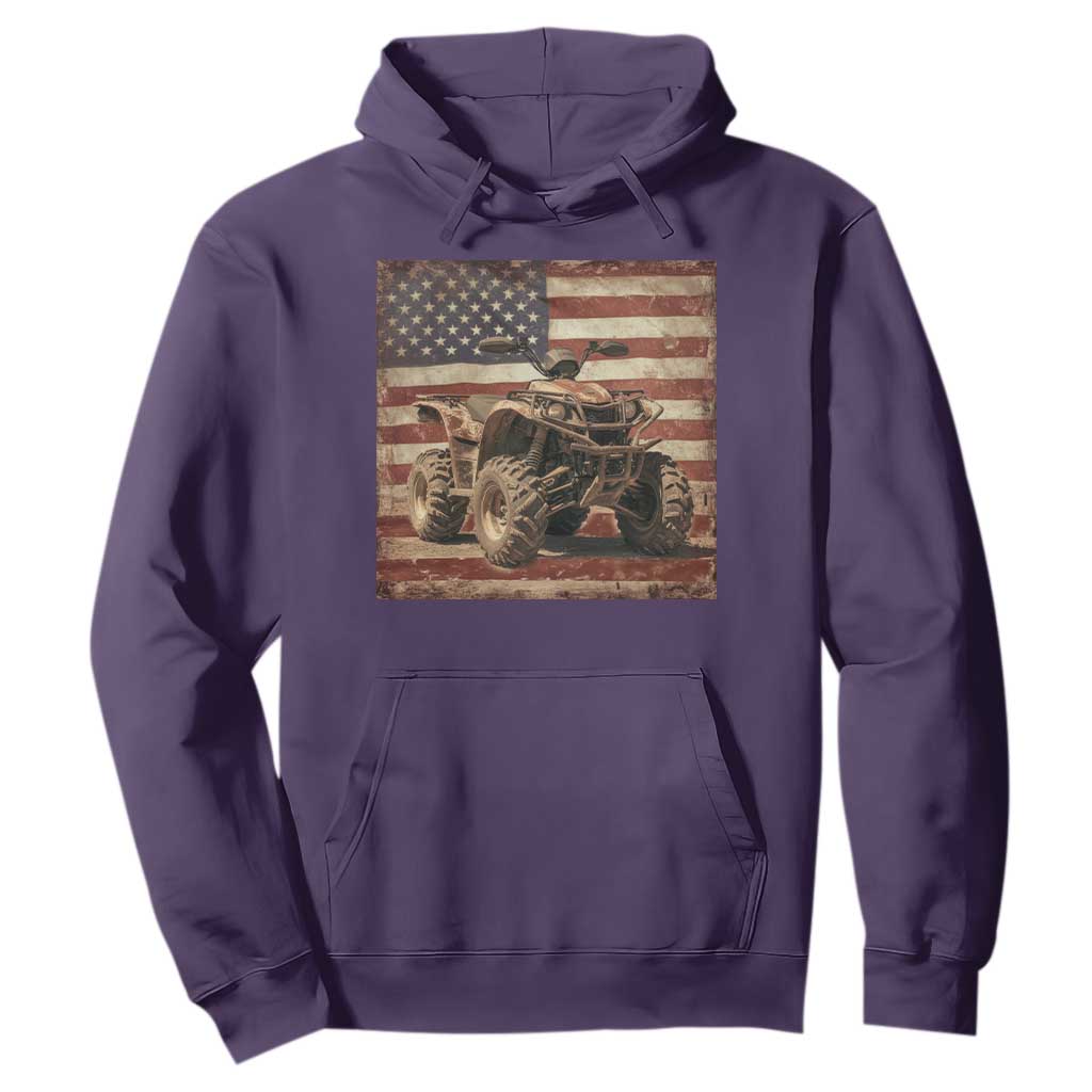 American Flag Quad 4 Wheeler Hoodie Vintage Retro Cool ATV Quadrider Off Road Clothing TS10 Purple Print Your Wear