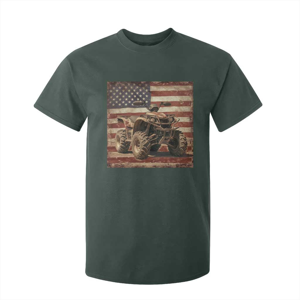 American Flag Quad 4 Wheeler T Shirt For Kid Vintage Retro Cool ATV Quadrider Off Road Clothing TS10 Dark Forest Green Print Your Wear