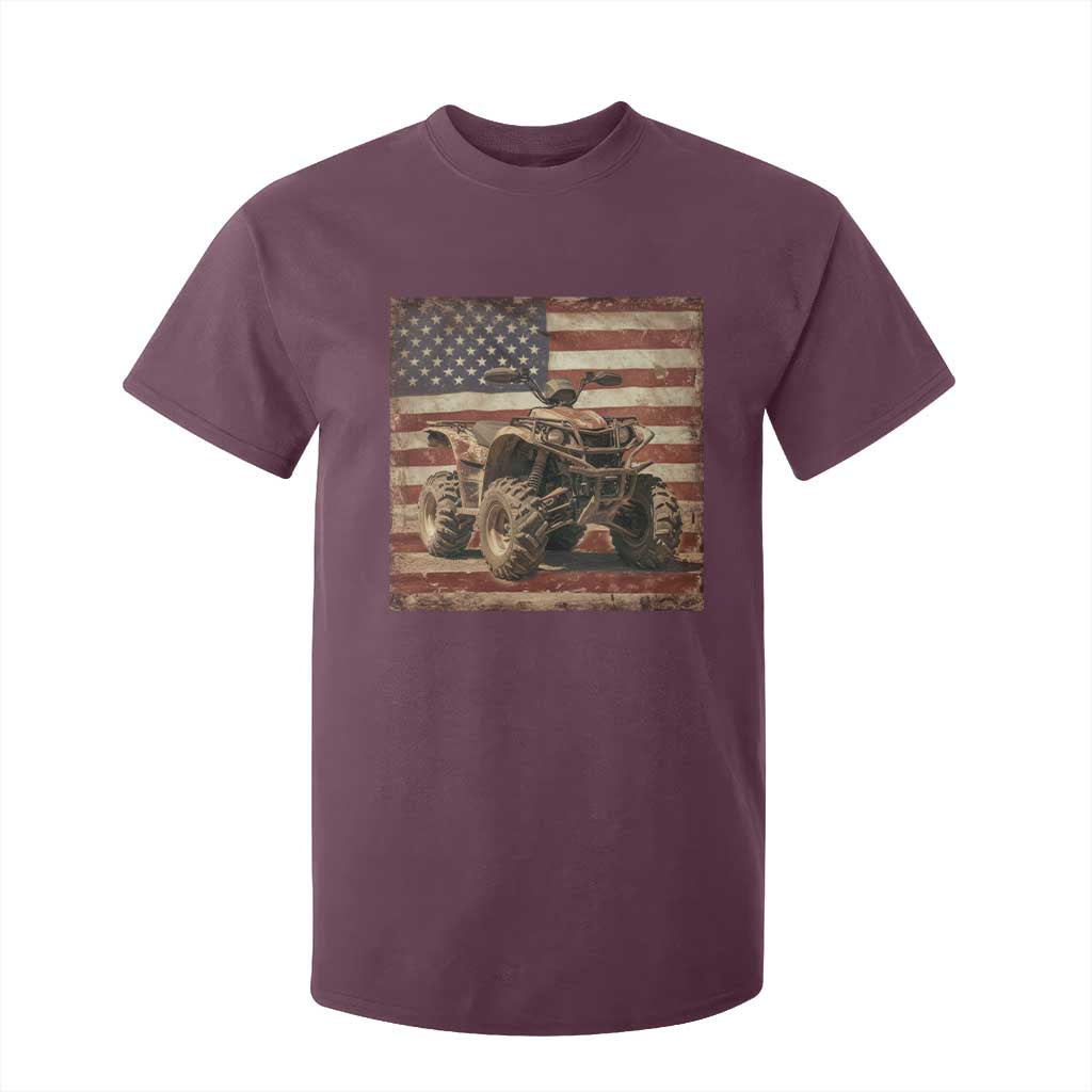 American Flag Quad 4 Wheeler T Shirt For Kid Vintage Retro Cool ATV Quadrider Off Road Clothing TS10 Maroon Print Your Wear