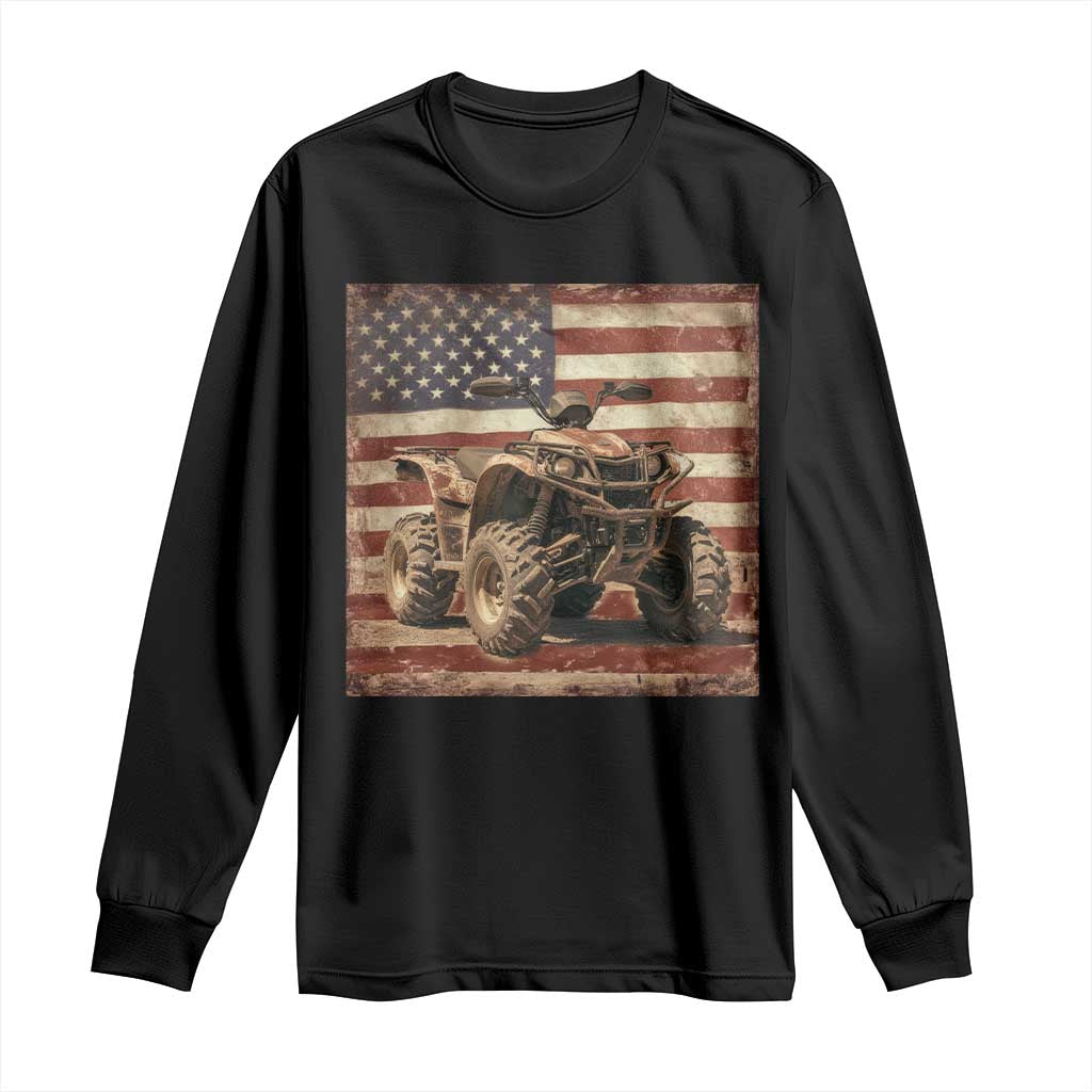 American Flag Quad 4 Wheeler Long Sleeve Shirt Vintage Retro Cool ATV Quadrider Off Road Clothing TS10 Black Print Your Wear