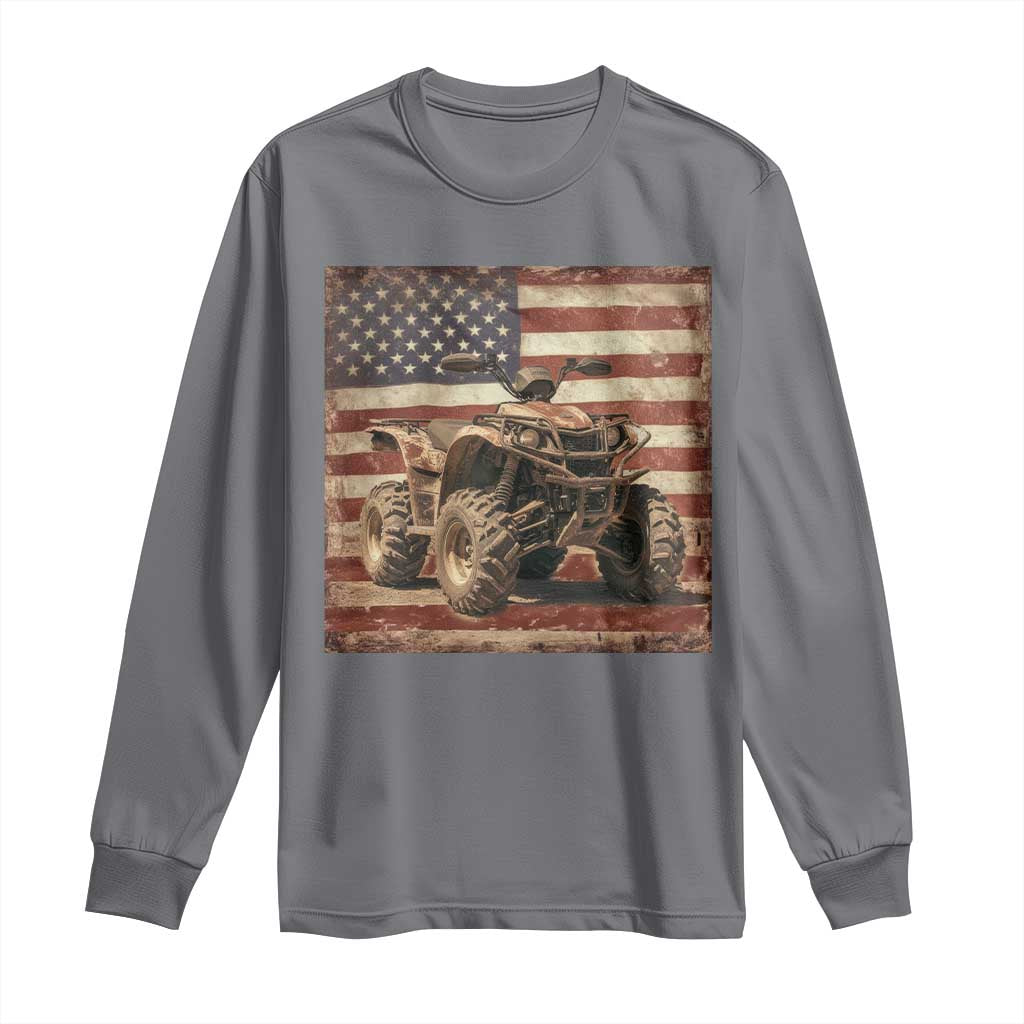 American Flag Quad 4 Wheeler Long Sleeve Shirt Vintage Retro Cool ATV Quadrider Off Road Clothing TS10 Charcoal Print Your Wear
