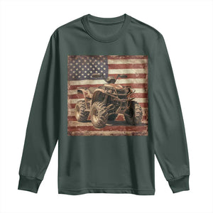 American Flag Quad 4 Wheeler Long Sleeve Shirt Vintage Retro Cool ATV Quadrider Off Road Clothing TS10 Dark Forest Green Print Your Wear