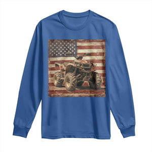 American Flag Quad 4 Wheeler Long Sleeve Shirt Vintage Retro Cool ATV Quadrider Off Road Clothing TS10 Royal Blue Print Your Wear