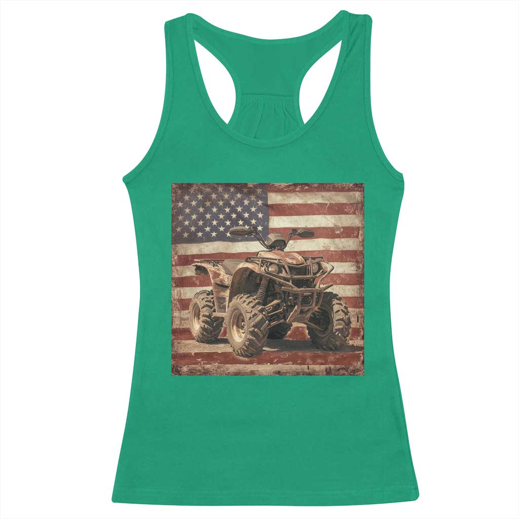American Flag Quad 4 Wheeler Racerback Tank Top Vintage Retro Cool ATV Quadrider Off Road Clothing TS10 Irish Green Print Your Wear