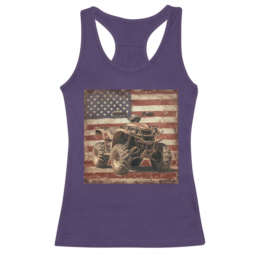 American Flag Quad 4 Wheeler Racerback Tank Top Vintage Retro Cool ATV Quadrider Off Road Clothing TS10 Purple Print Your Wear