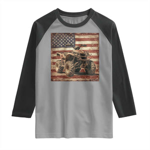 American Flag Quad 4 Wheeler Raglan Shirt Vintage Retro Cool ATV Quadrider Off Road Clothing TS10 Sport Gray Black Print Your Wear