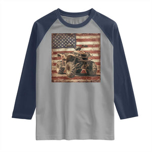 American Flag Quad 4 Wheeler Raglan Shirt Vintage Retro Cool ATV Quadrider Off Road Clothing TS10 Sport Gray Navy Print Your Wear