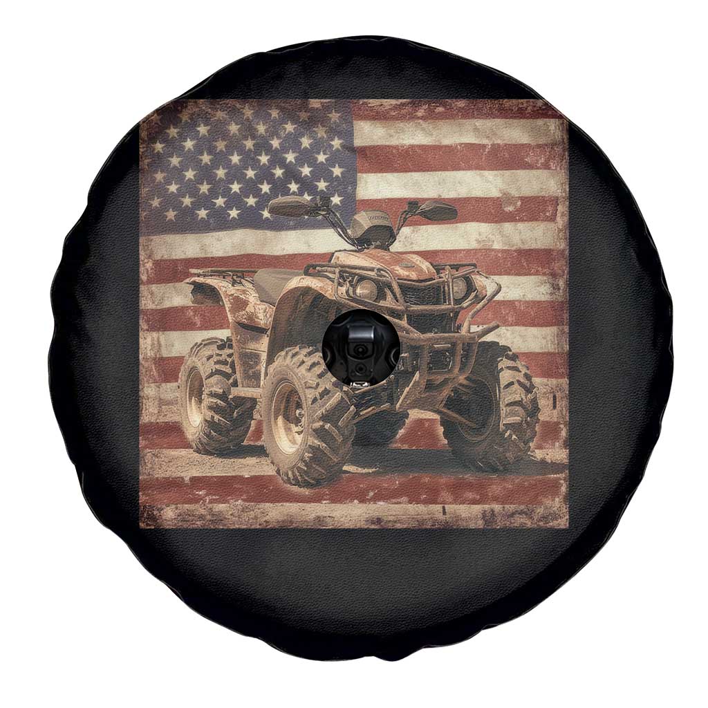 American Flag Quad 4 Wheeler Spare Tire Cover Vintage Retro Cool ATV Quadrider Off Road Clothing TS10 Print Your Wear