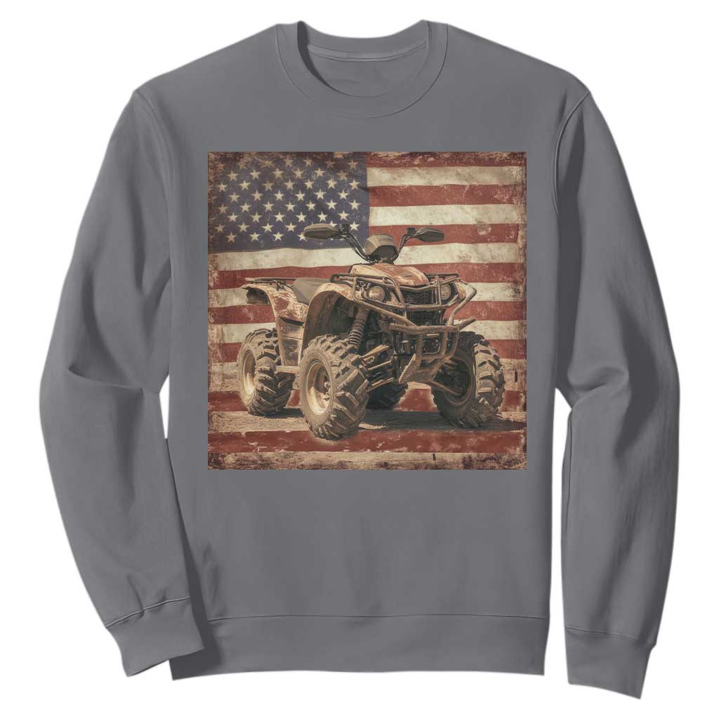 American Flag Quad 4 Wheeler Sweatshirt Vintage Retro Cool ATV Quadrider Off Road Clothing TS10 Charcoal Print Your Wear