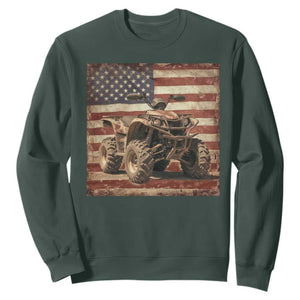American Flag Quad 4 Wheeler Sweatshirt Vintage Retro Cool ATV Quadrider Off Road Clothing TS10 Dark Forest Green Print Your Wear