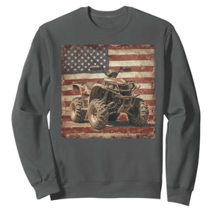 American Flag Quad 4 Wheeler Sweatshirt Vintage Retro Cool ATV Quadrider Off Road Clothing TS10 Dark Heather Print Your Wear
