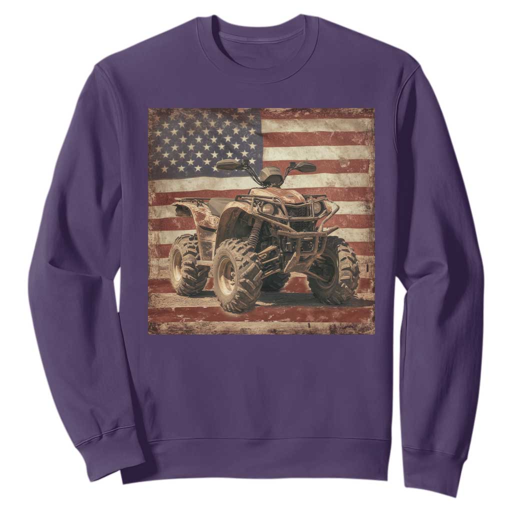 American Flag Quad 4 Wheeler Sweatshirt Vintage Retro Cool ATV Quadrider Off Road Clothing TS10 Purple Print Your Wear