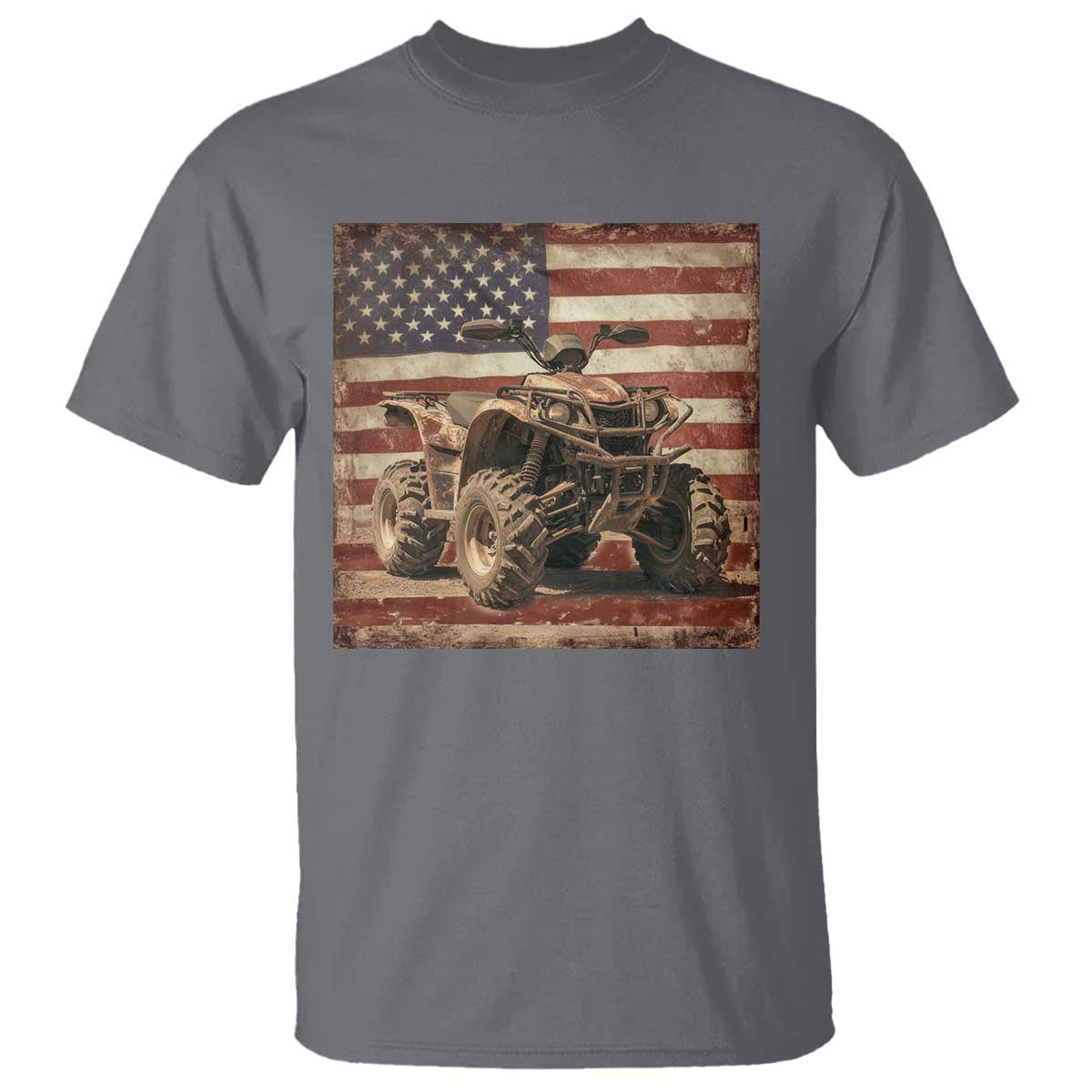 American Flag Quad 4 Wheeler T Shirt Vintage Retro Cool ATV Quadrider Off Road Clothing TS10 Charcoal Print Your Wear