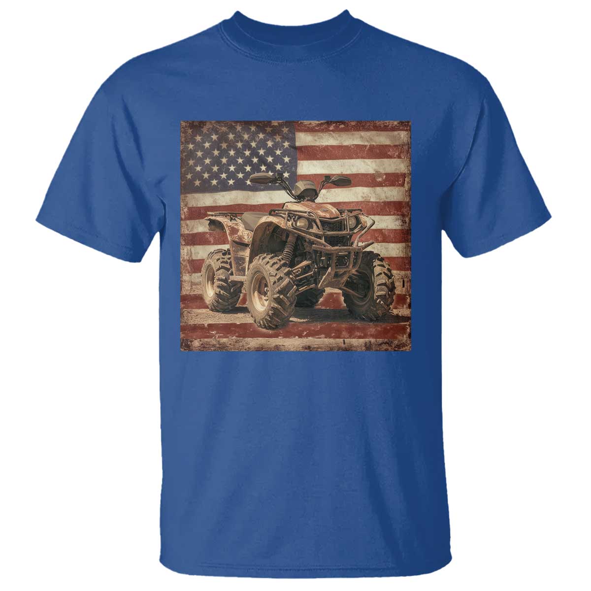 American Flag Quad 4 Wheeler T Shirt Vintage Retro Cool ATV Quadrider Off Road Clothing TS10 Royal Blue Print Your Wear