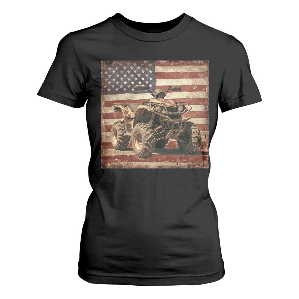 American Flag Quad 4 Wheeler T Shirt For Women Vintage Retro Cool ATV Quadrider Off Road Clothing TS10 Black Print Your Wear